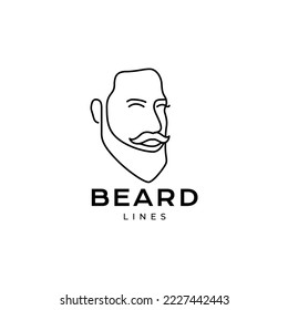 bearded man continuous line modern logo design vector