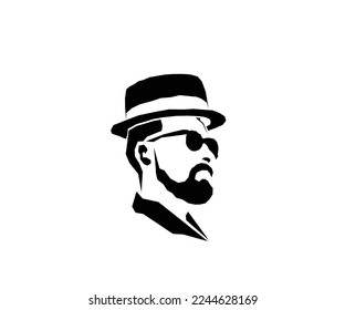 Icono de diseño de hombre con barba y sombrero