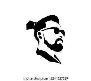 Bearded man design logo, and wearing glasses