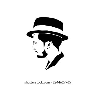 Bearded man design logo and wearing hat