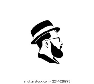 Bearded man design and wearing hat
