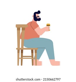 Bearded Man Drinking Soda Character