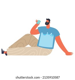 bearded man drinking water character