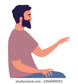 bearded man in driving position
