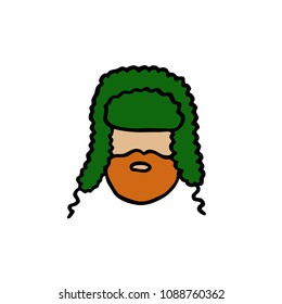 bearded man in ear-flap doodle icon
