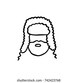 bearded man in ear-flap doodle icon