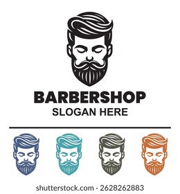 Bearded man face, Fashion silhouette, haircut, barbershop. Vector illustration