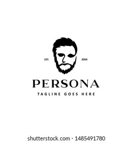 bearded man face head person logo icon vector template