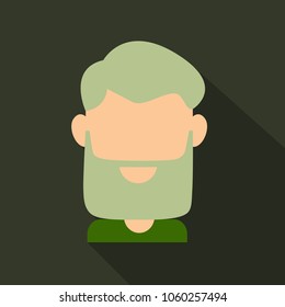 Bearded man face, hipster character. Fashion silhouette, avatar, emblem, icon, label. Vector illustration.