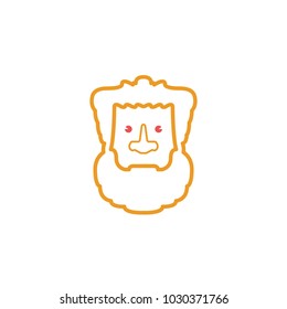 Bearded Man Face, Male Character. Vector, Illustration