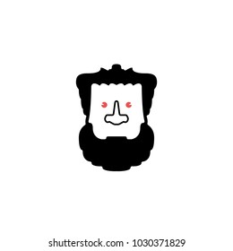Bearded Man Face, Male Character. Vector, Illustration