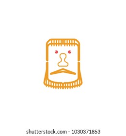 Bearded Man Face, Male Character. Vector, Illustration