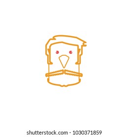 Bearded Man Face, Male Character. Vector, Illustration