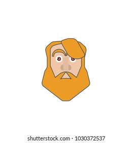 Bearded Man Face, Male Character. Vector, Illustration