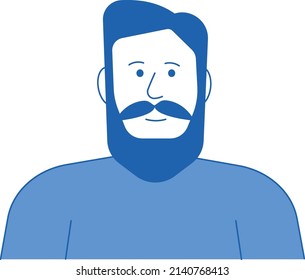 Bearded Man Face. Male Generic Profile Picture