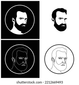 bearded man face outlined silhouette