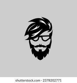 Bearded man, man face vector logo template.