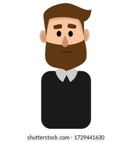 Bearded man in a flat style. Vector icon with a man.
