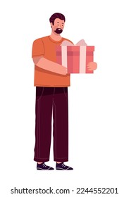 bearded man with gift character