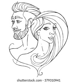 bearded man and girl