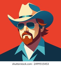 bearded man with glasses and a cowboy hat