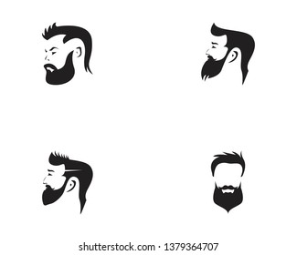 Bearded man with hair cut fashion logo silhouette