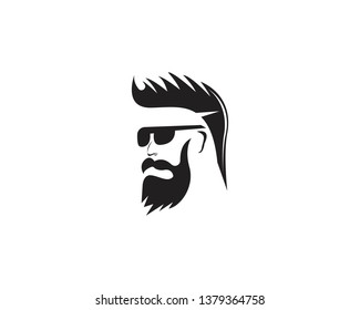 Bearded man with hair cut fashion logo silhouette