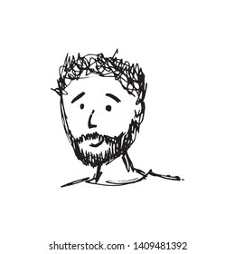 Bearded Man Hand Drawn Pen Sketch