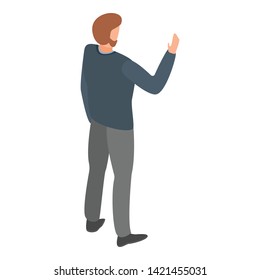 Bearded man hand up icon. Isometric of bearded man hand up vector icon for web design isolated on white background
