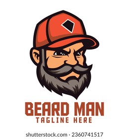 Bearded Man with Hat Template for Sport and Esport Fans: A template featuring a bearded man wearing a hat, ideal for creating custom designs for sport and Esport fans.
