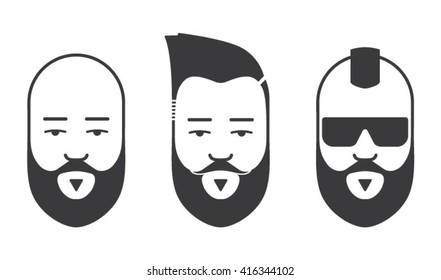 Bearded Man Head Icon   