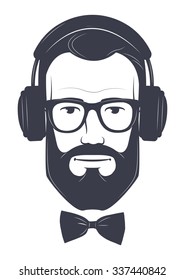 bearded man in headphones