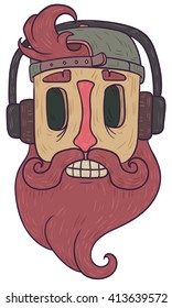 bearded man with headphones