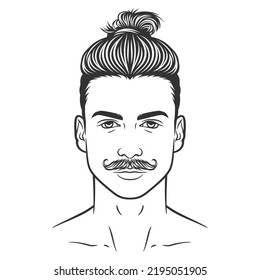 Bearded man hipster face illustration design. Stylish man