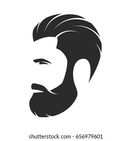 Bearded man, hipster style. Fashion silhouette, avatar, emblem, icon, label. Vector illustration.