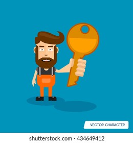 Bearded Man hold Key
