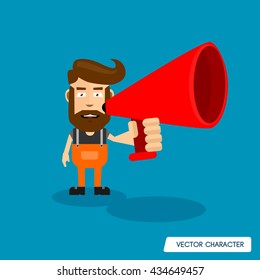 Bearded Man Hold Loud Speaker