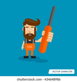 Bearded Man Hold Screwdriver