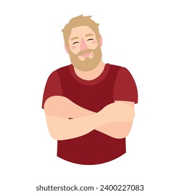 Hombre con barba abrazándose con fondo blanco