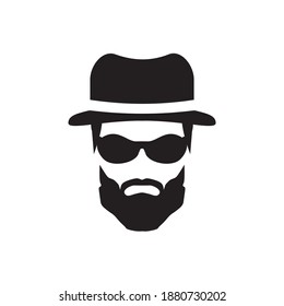 Bearded man icon logo design vector template