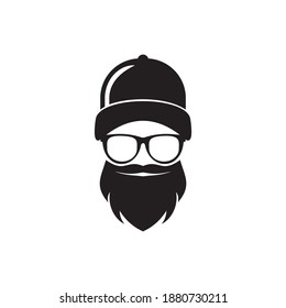Bearded man icon logo design vector template