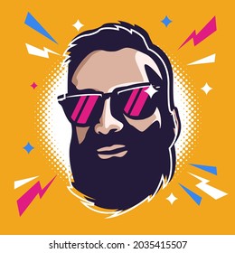 Bearded man illustration design template