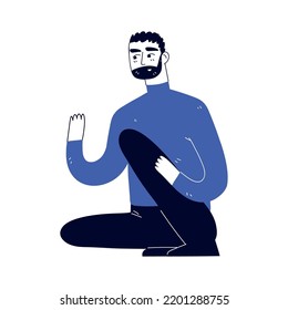 bearded man, line art drawing style