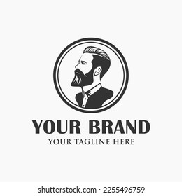 Bearded man logo design illustration template