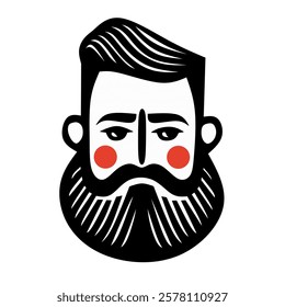 Bearded man logo design simple and elegant