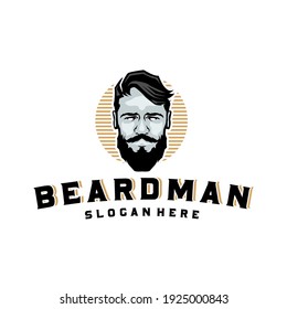 Bearded man logo design template