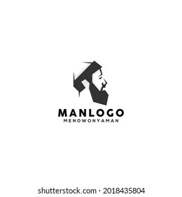 bearded man logo design template