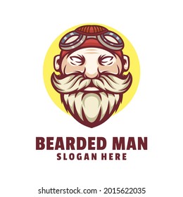 bearded man logo design vector