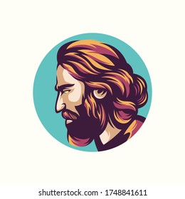 bearded man logo vector awesome design