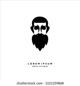 Bearded Man Logo Vector Design Template . on white background .